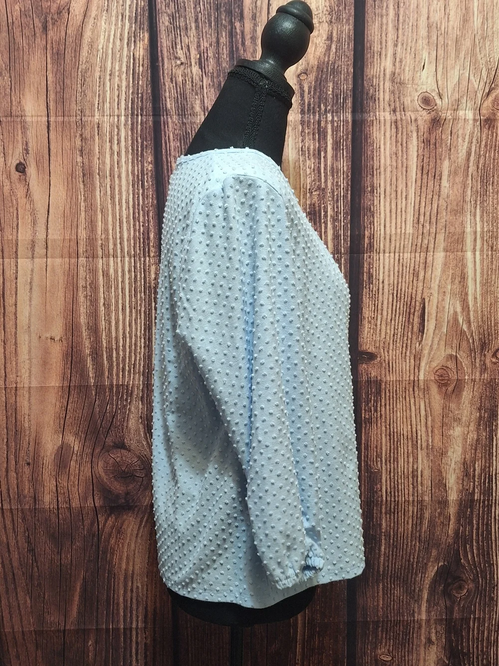J. Crew Light Blue Swiss Dot Peasant Blouse Womens Size S